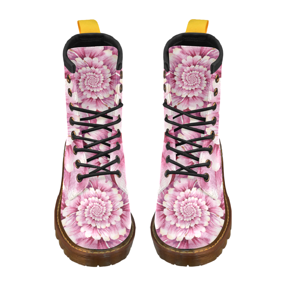 Flower Swirls High Grade PU Leather Martin Boots For Women Model 402H