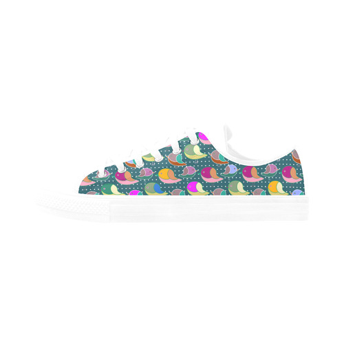 Simply Geometric Cute Birds Pattern Colored Aquila Microfiber Leather Women's Shoes/Large Size (Model 031)
