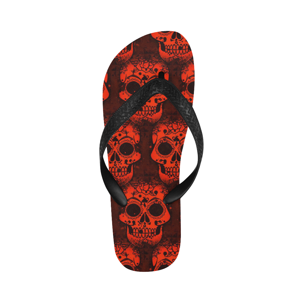 new skull allover pattern 05B by JamColors Flip Flops for Men/Women (Model 040)