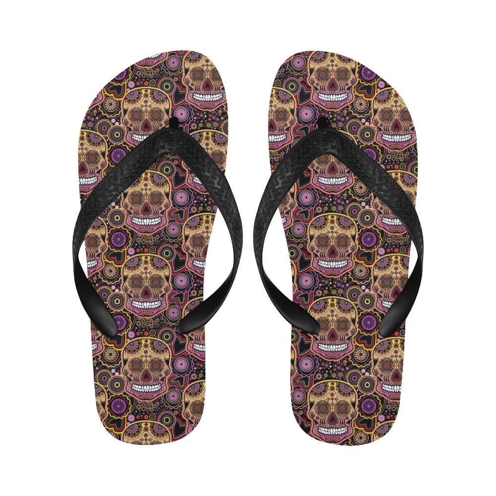 candy sugar skull Flip Flops for Men/Women (Model 040)