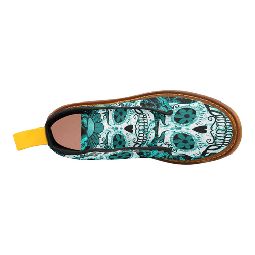 Fractal Skull teal by JamColors Martin Boots For Women Model 1203H