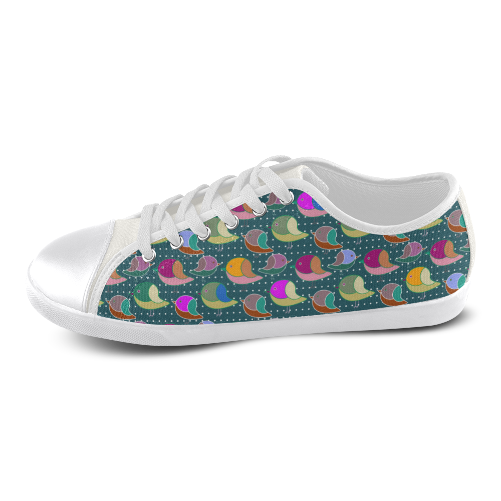 Simply Geometric Cute Birds Pattern Colored Canvas Shoes for Women/Large Size (Model 016)