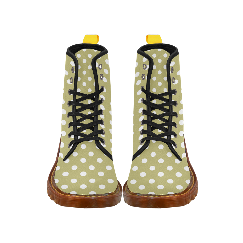 Olive Polka Dots Martin Boots For Women Model 1203H