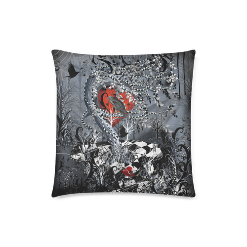 Raven Heart Print Pillow By Juleez Custom Zippered Pillow Case 18"x18"(Twin Sides)