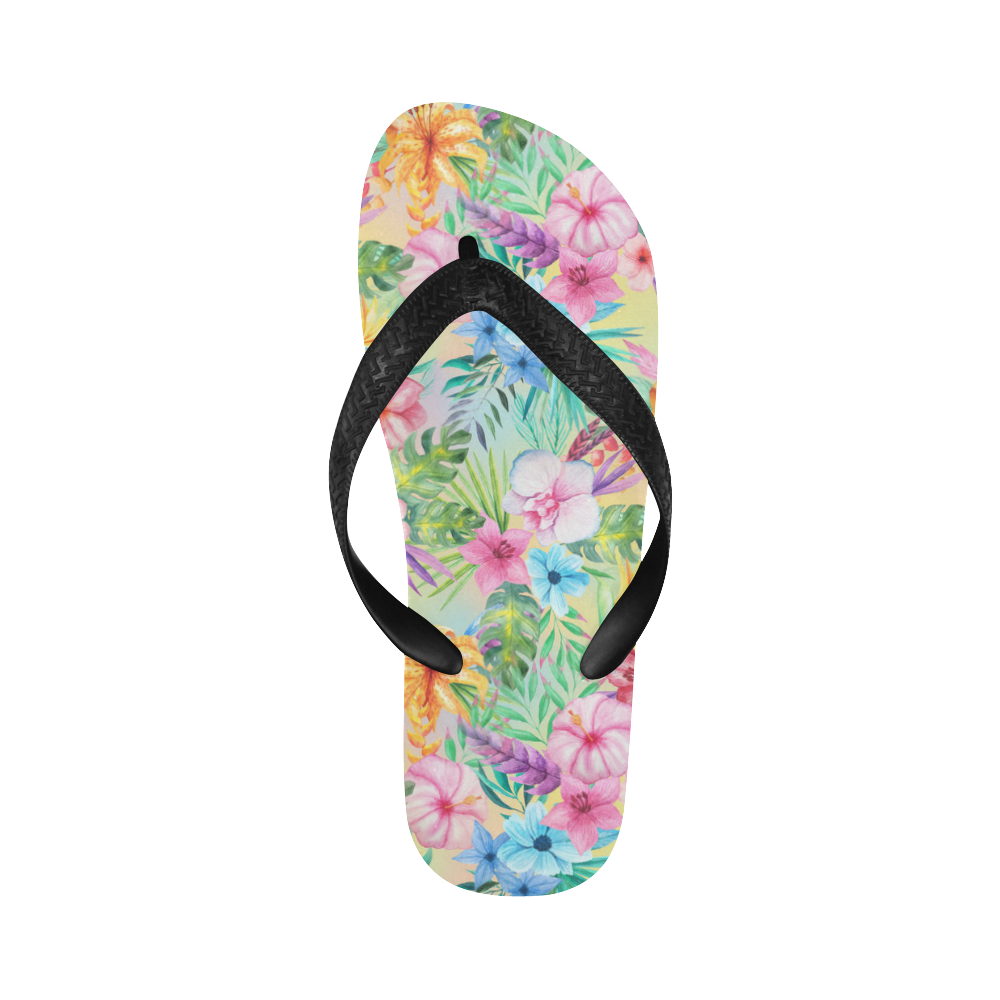 Wispy Summer Floral Flip Flops for Men/Women (Model 040)