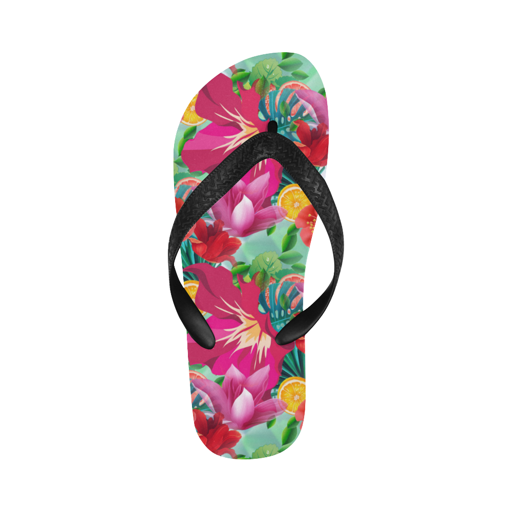 TropicalSummer Flower And Fruit Pattern Flip Flops for Men/Women (Model 040)