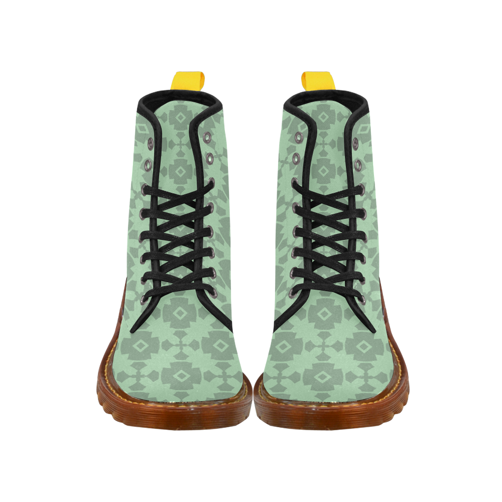 Mint Green Geometric Tile Pattern Martin Boots For Women Model 1203H