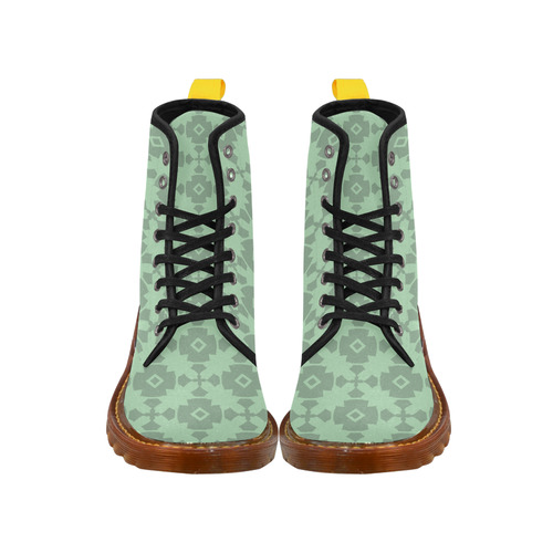 Mint Green Geometric Tile Pattern Martin Boots For Women Model 1203H