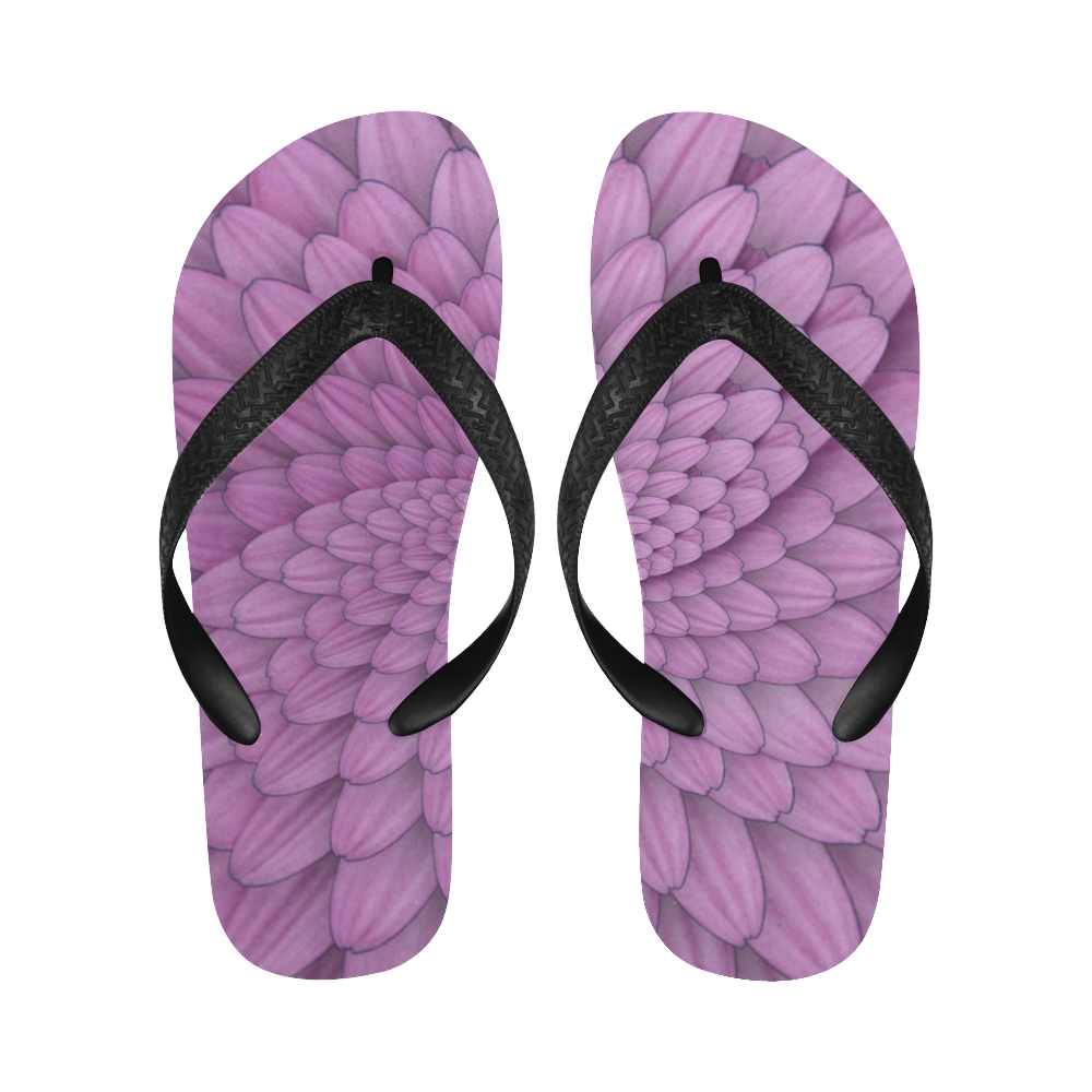 pink flower spiral droste escher Flip Flops for Men/Women (Model 040)