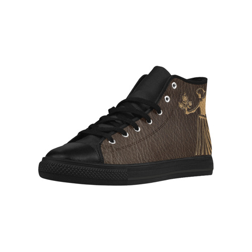 Leather-Look Zodiac Virgo Aquila High Top Microfiber Leather Women's Shoes/Large Size (Model 032)
