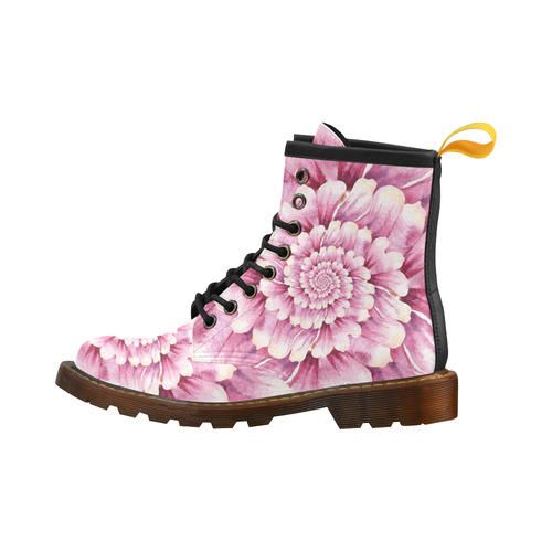 Flower Swirls High Grade PU Leather Martin Boots For Women Model 402H