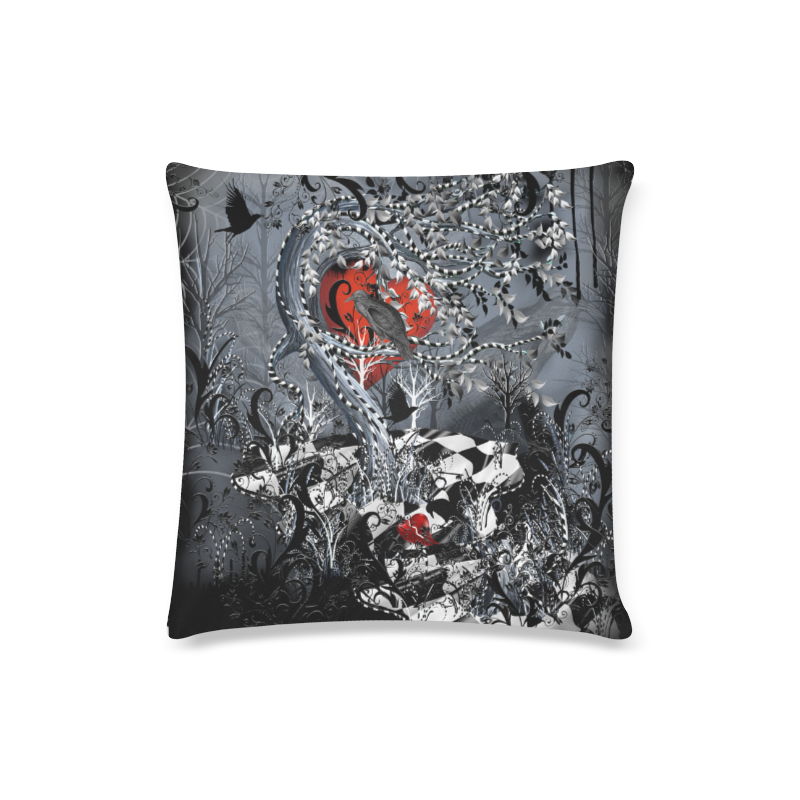 Dark Raven Heart Print Pillow By Juleez Custom Zippered Pillow Case 16"x16"(Twin Sides)
