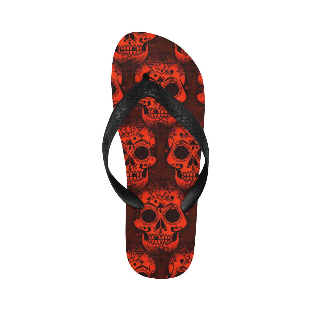 new skull allover pattern 05B by JamColors Flip Flops for Men/Women (Model 040)