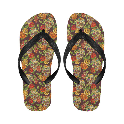 sugar skull pattern Flip Flops for Men/Women (Model 040)