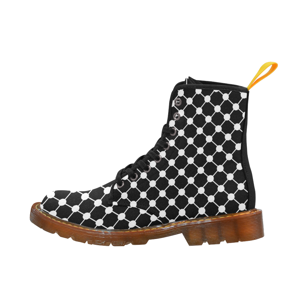 Black and White Trellis Dots Martin Boots For Women Model 1203H