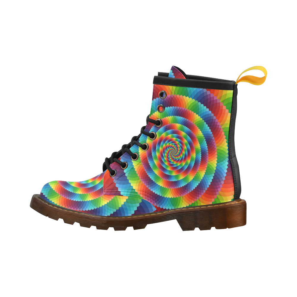 psychedelic spirals High Grade PU Leather Martin Boots For Men Model 402H