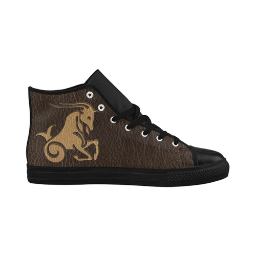 Leather-Look Zodiac Capricorn Aquila High Top Microfiber Leather Women's Shoes/Large Size (Model 032)