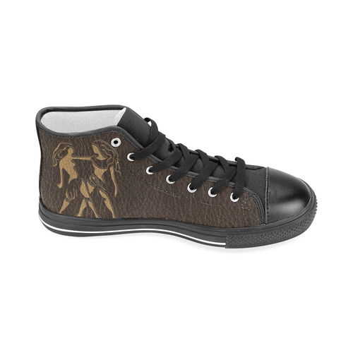 Leather-Look Zodiac Gemini Men’s Classic High Top Canvas Shoes (Model 017)