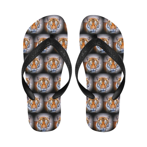 cute animal drops - Tiger by JamColors Flip Flops for Men/Women (Model 040)