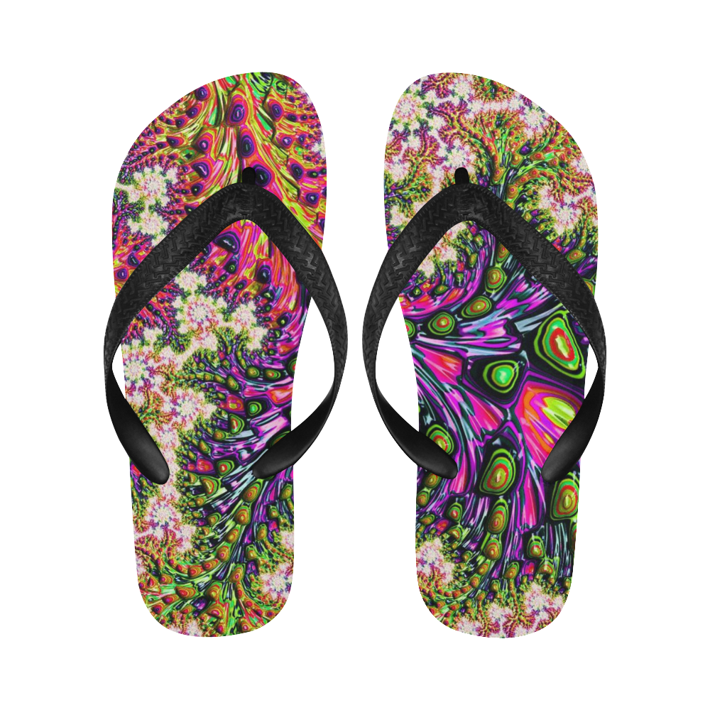 more colors in life fractal 24C Flip Flops for Men/Women (Model 040)