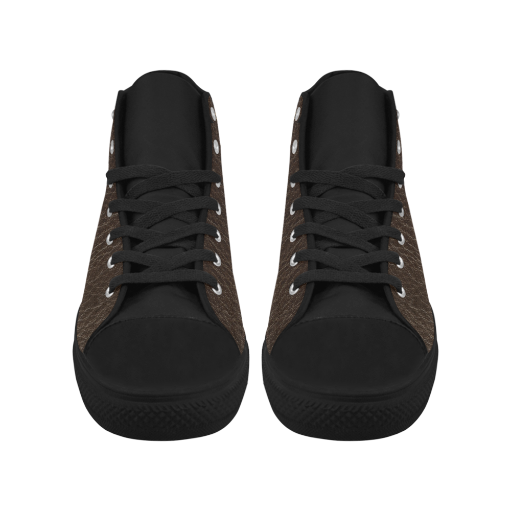 Leather-Look Zodiac Gemini Aquila High Top Microfiber Leather Women's Shoes/Large Size (Model 032)