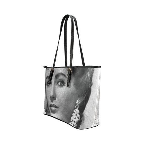 Great Actress Elizabeth Taylor Leather Tote Bag/Large (Model 1651)
