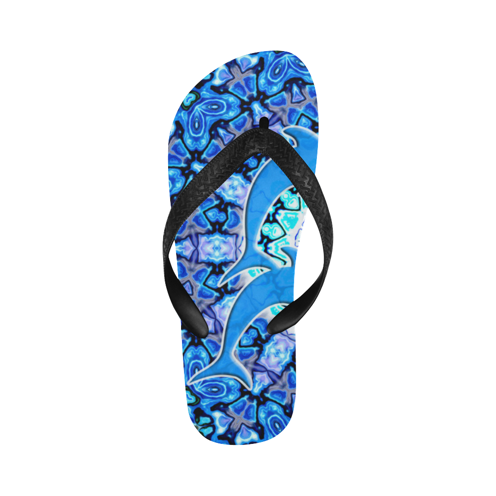 Mandala Magic Blue JUMPING DOLPHINS Flip Flops for Men/Women (Model 040)