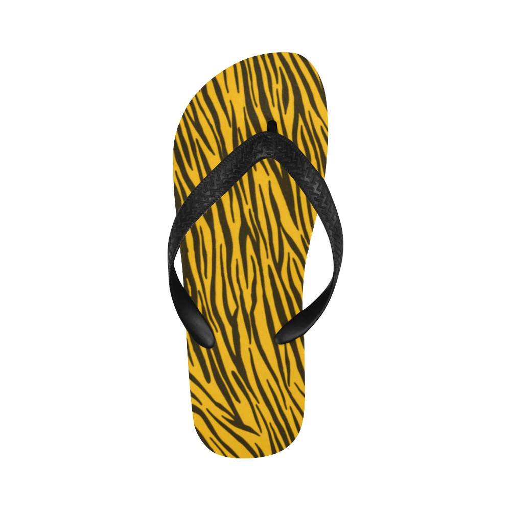 Yellow Zebra Stripes Fur Pattern Flip Flops for Men/Women (Model 040)