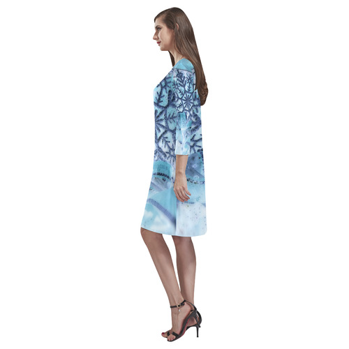 Icy snowflake by Martina Webster Rhea Loose Round Neck Dress(Model D22)
