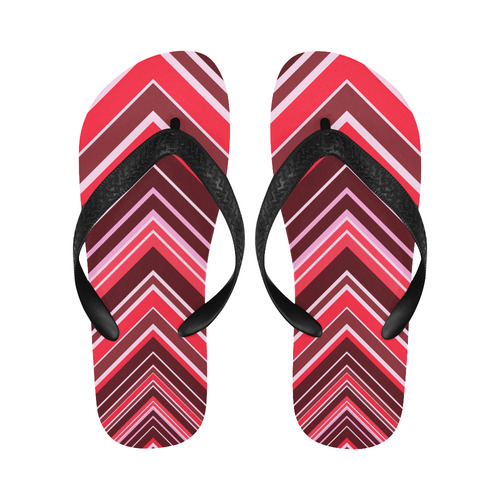 Red Chevron Pattern Flip Flops for Men/Women (Model 040)