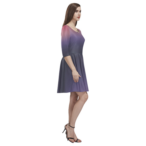 Purple Ombre Gradient Tethys Half-Sleeve Skater Dress(Model D20)