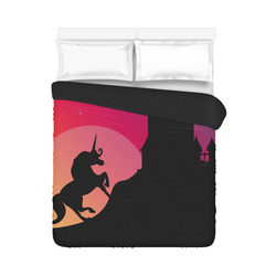 Castle Unicorn Silhouette red Duvet Cover 86"x70" ( All-over-print)
