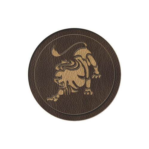 Leather-Look Zodiac Leo Round Mousepad