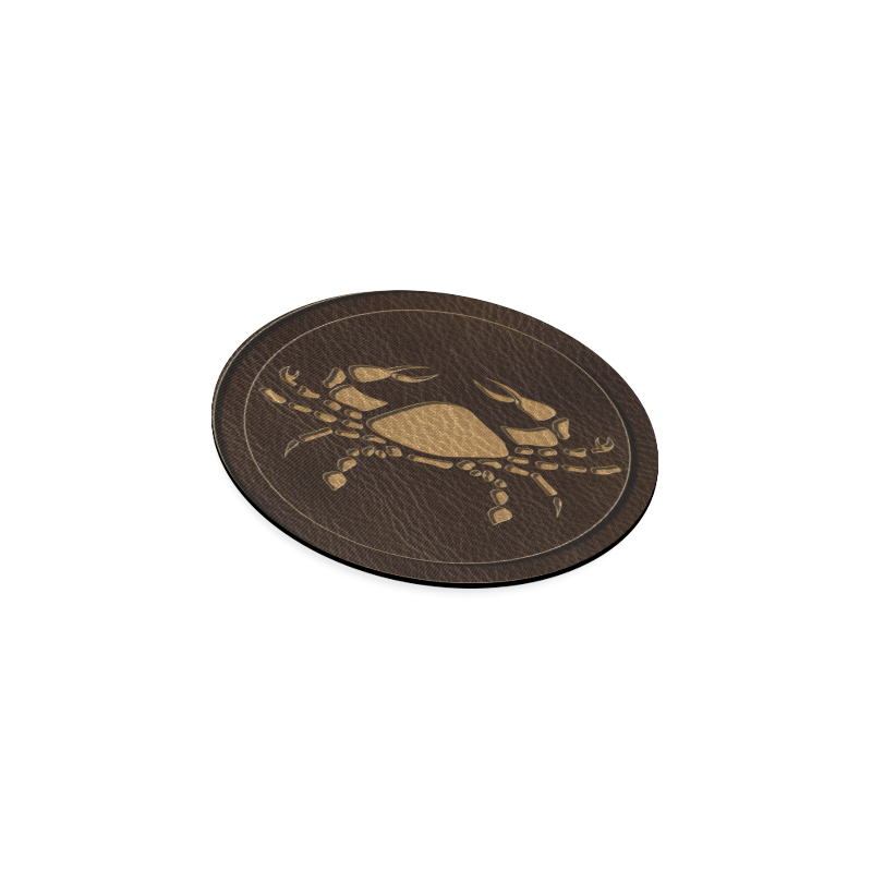 Leather-Look Zodiac Cancer Round Coaster