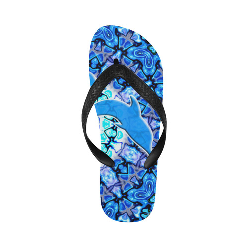 Mandala Magic Blue JUMPING DOLPHINS Flip Flops for Men/Women (Model 040)
