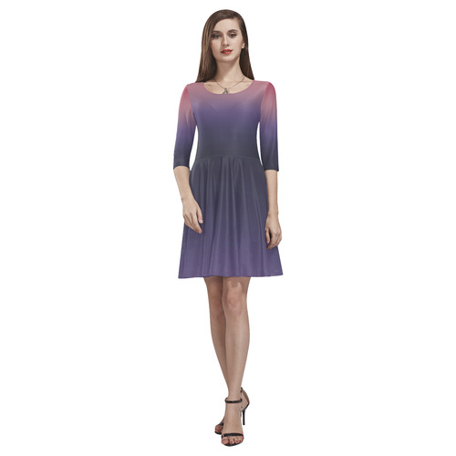 Purple Ombre Gradient Tethys Half-Sleeve Skater Dress(Model D20)