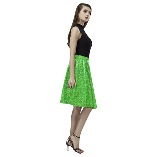 green glitter Melete Pleated Midi Skirt (Model D15)