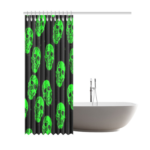 Hot Skulls, green by JamColors Shower Curtain 69"x84"