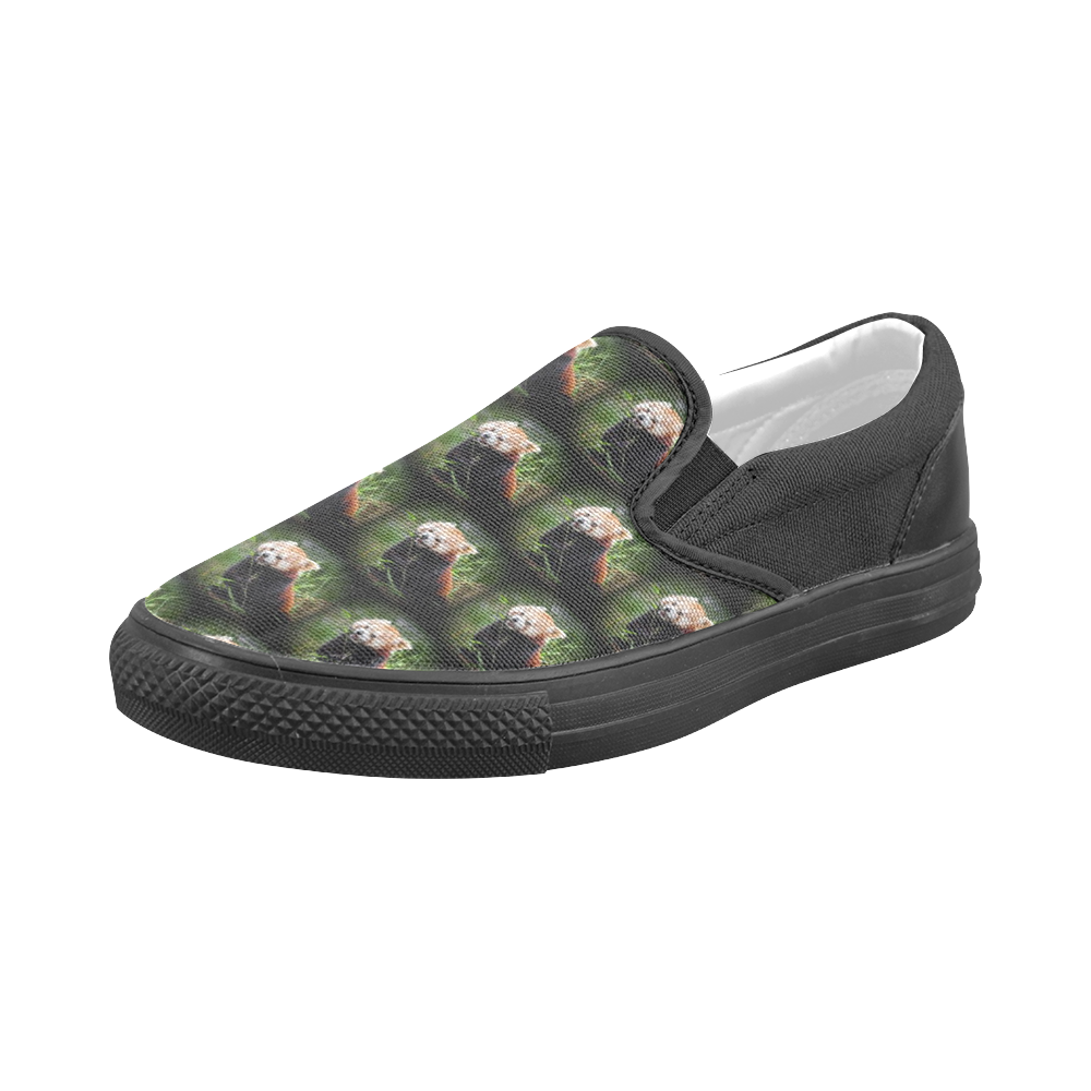 cute animal drops - red panda by JamColors Men's Slip-on Canvas Shoes (Model 019)