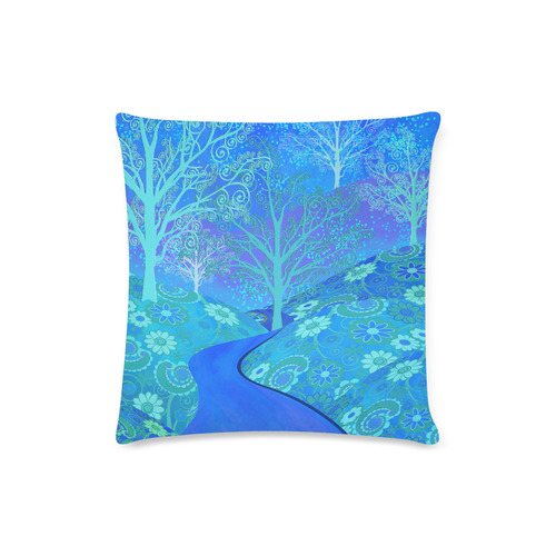 Square Decor Pillow Colorful Blue Forest Flower Design by Juleez Custom Zippered Pillow Case 16"x16"(Twin Sides)