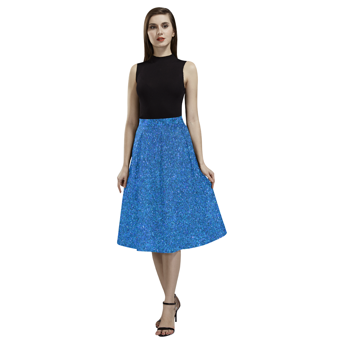 light blue glitter Aoede Crepe Skirt (Model D16)