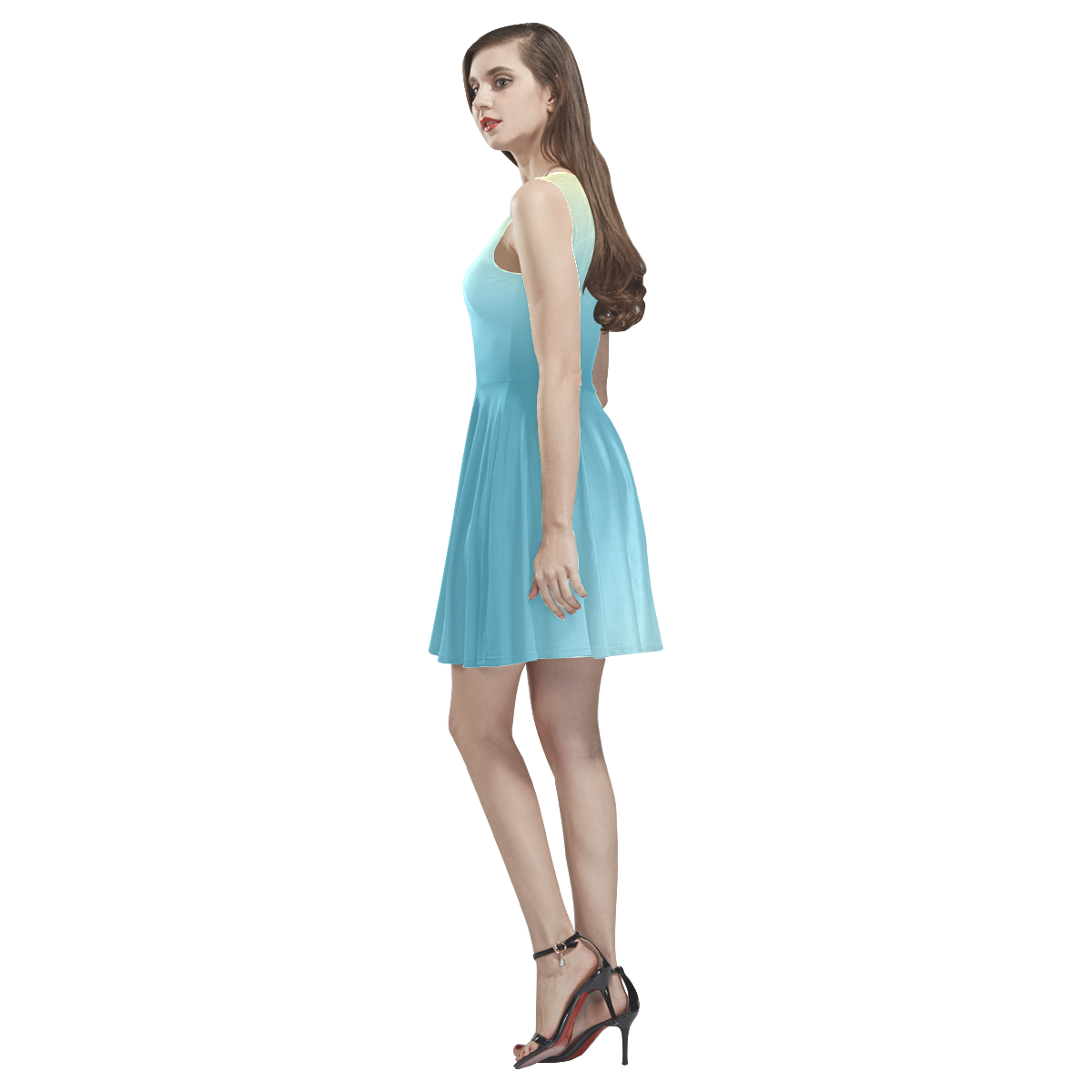 Pastel Ombre Gradient Thea Sleeveless Skater Dress(Model D19)