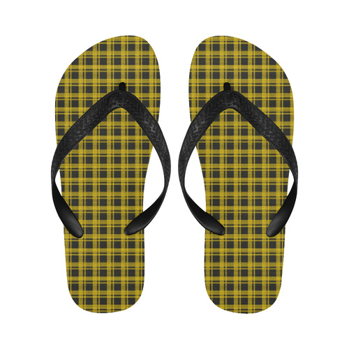 checkered Fabric yellow  black by FeelGood Flip Flops for Men/Women (Model 040)