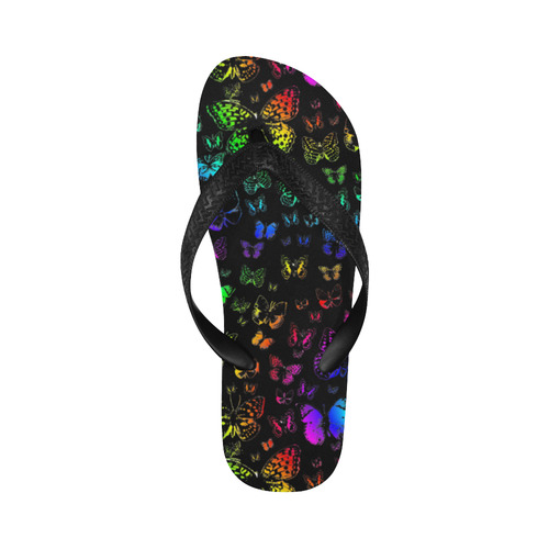 Rainbow Butterflies Flip Flops for Men/Women (Model 040)