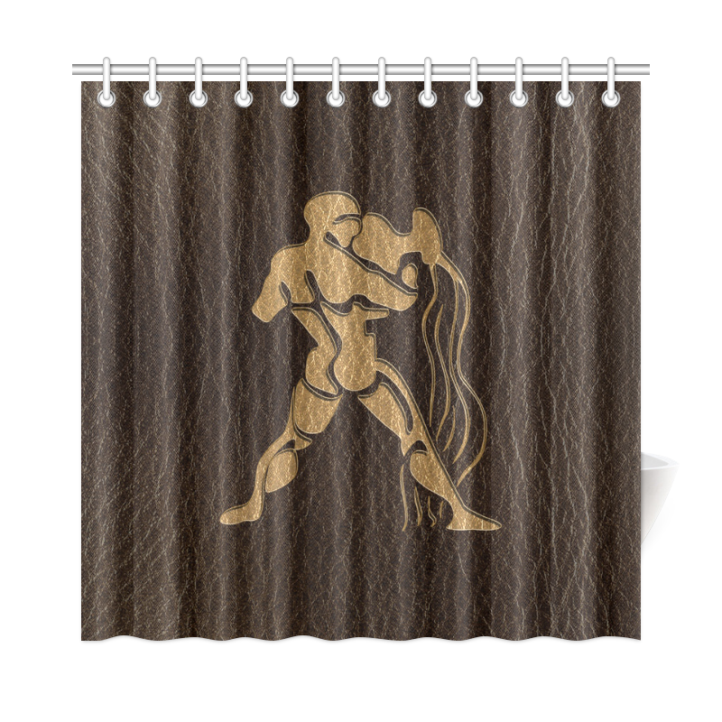 Leather-Look Zodiac Aquarius Shower Curtain 72"x72"