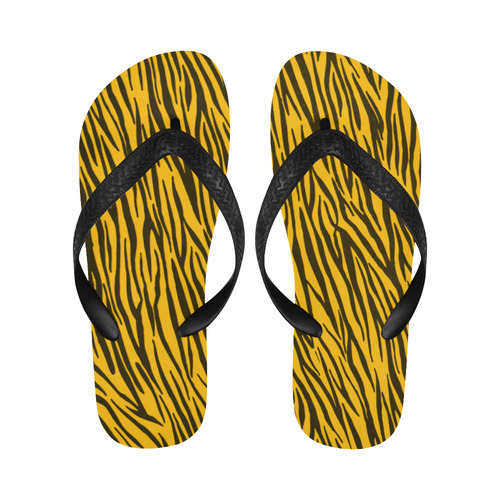 Yellow Zebra Stripes Fur Pattern Flip Flops for Men/Women (Model 040)