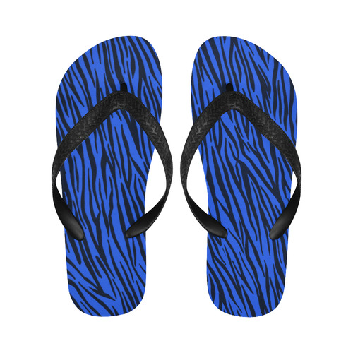 Blue Zebra Stripes Fur Pattern Flip Flops for Men/Women (Model 040)