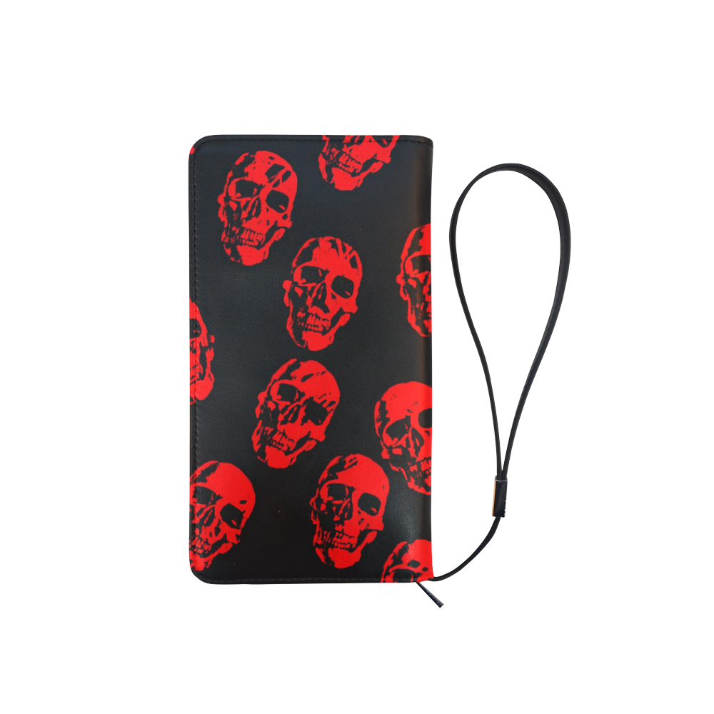 Hot Skulls,red by JamColors Men's Clutch Purse （Model 1638）