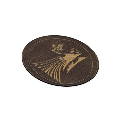 Leather-Look Zodiac Virgo Round Mousepad