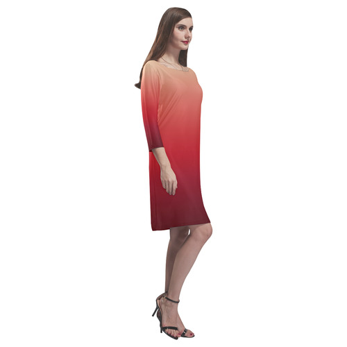 Red Ombre Gradient Rhea Loose Round Neck Dress(Model D22)